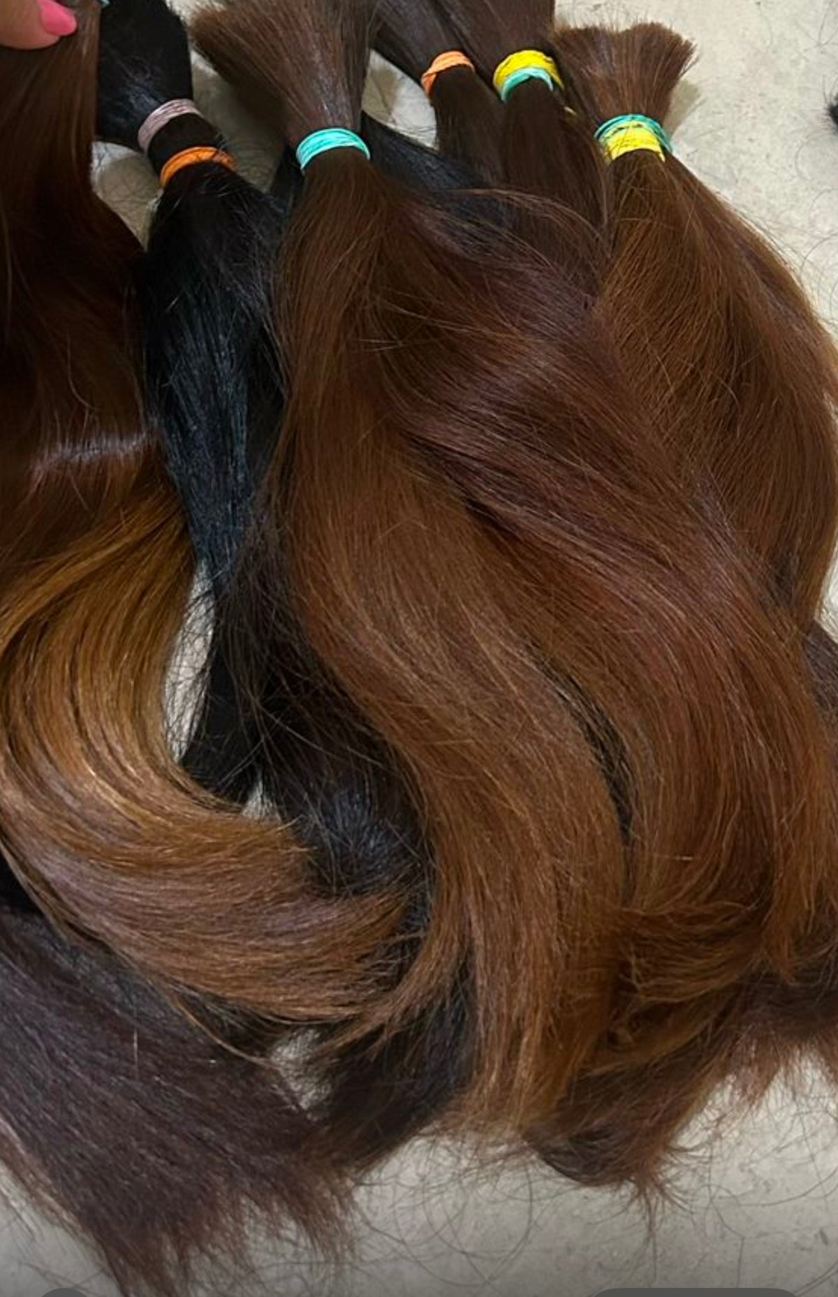 RAW FILIPINO COLORED HAIR - BROWN TONES.